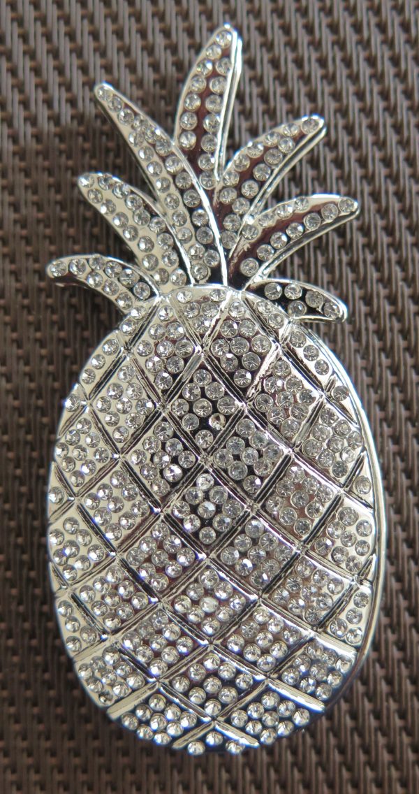 Magnet Brosche  Form Ananas 75x35mm  Silberfarben