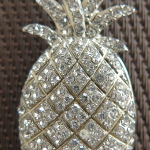 Magnet Brosche  Form Ananas 60x25mm  Silberfarben