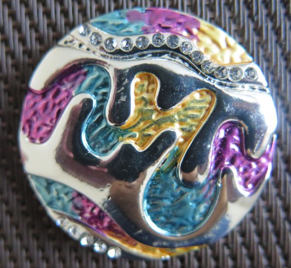 Magnet Brosche mint-rosa-gold  35 mm Durchmesser