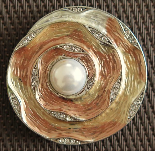 Magnet Brosche  cupfer - creme - silber   Durchmesser 45mm