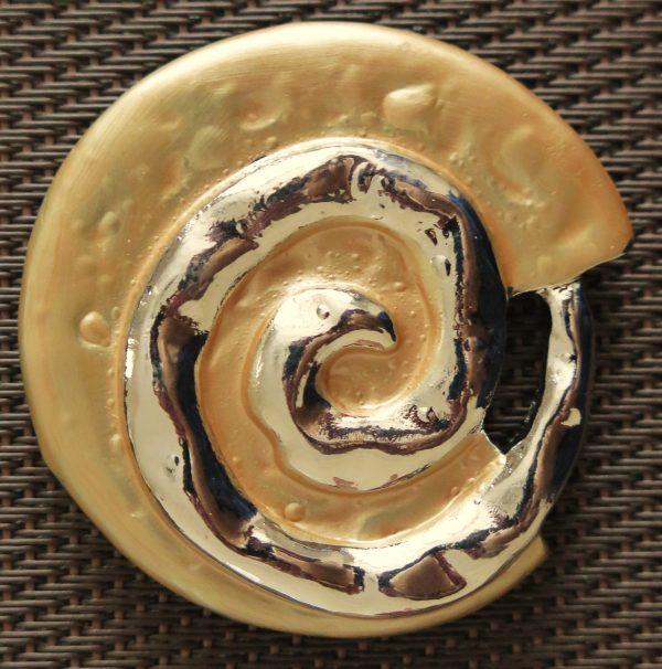 Magnet Brosche - Schnecke, perlmut - silber  Durchmesser 45mm