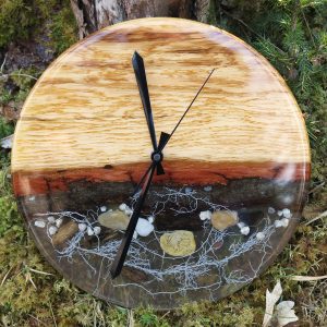 Epoxidharz Uhr D35 cm Eiche -  rauch/transparent