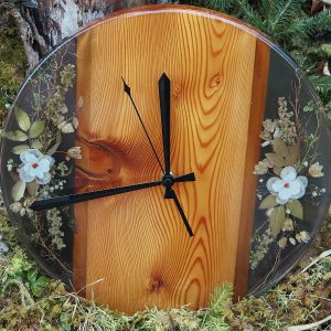 Epoxidharz Uhr D 35cm Lerche transparent/schwarz